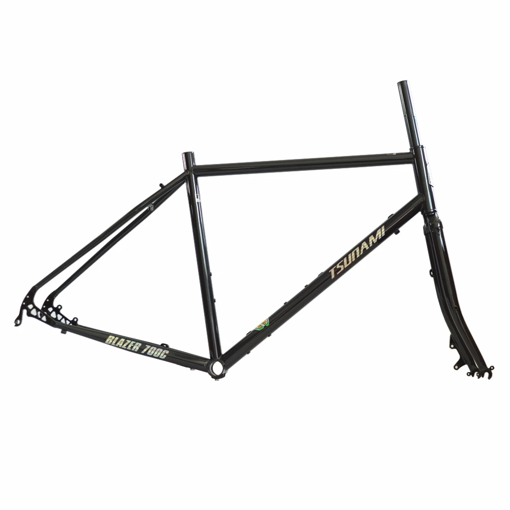 Цунами 700c CR-MO сталь Touring Road Frameset Классический хром велосипедные рамы CX циклокросс 28 рама вилка гравий дисковый тормоз