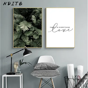 

Green Plant Leaf Canvas Poster Quotes Print Scandinavian Style Painting Decorative Picture Modern Living Room Nordic Decoration