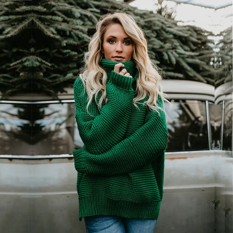 Womens Knit Turtleneck Cape Sweater Black Casual Jumper Street Sweater