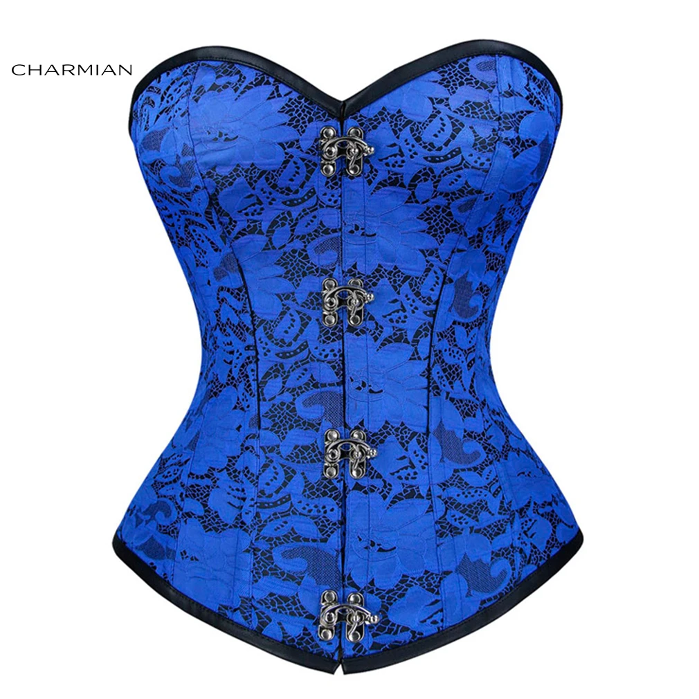 

Charmian Women's Sexy Gothic Floral Brocade Strapless Steel Bone Bodyshaper Waist Cincher Overbust Corset