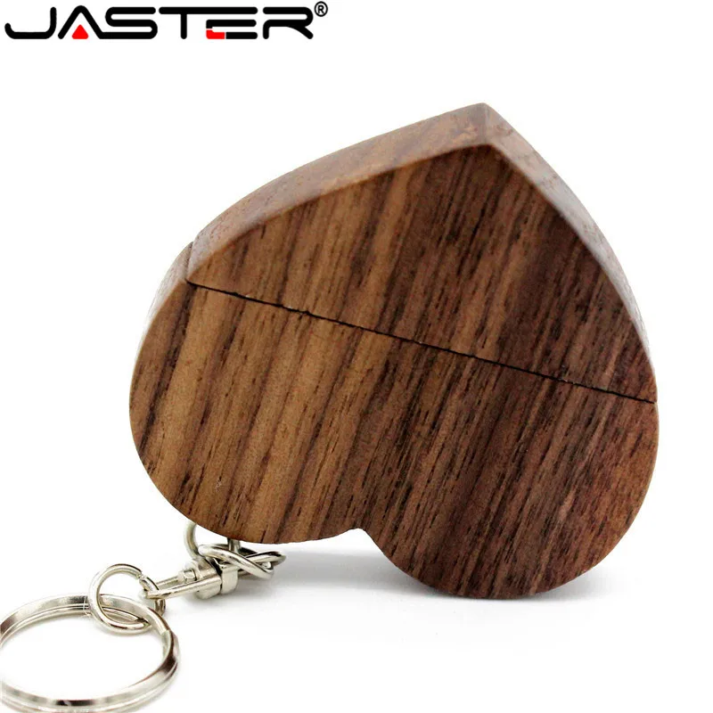 JASTER (10 шт. бесплатный логотип) деревянный Сердечко с цепочкой USB флэш накопитель 8