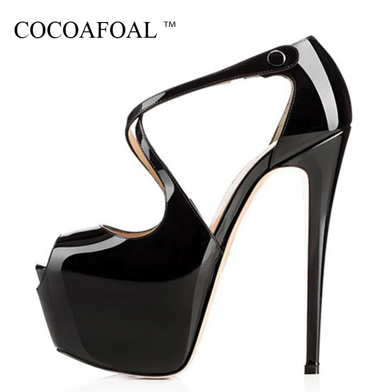 

COCOAFOAL Women Open Toe Heels Sandals 16 CM Plus Size 43 44 45 Silvery Purple Party Wedding Sandals Summer Sexy Peep Toe Pumps