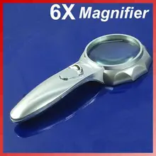 6X 65MM Handheld Magnifying Glass Reading Map Magnifier With 6 LED Light