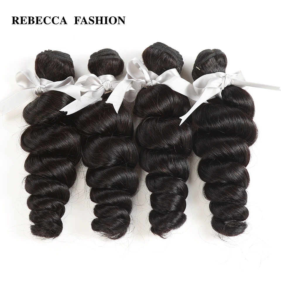 Rebecca Peruvian Loose Wave Bundles Deals 1/3/4 Pcs 8-28 Inch Non Remy Hair Extensions 100% Human Hair Peruvian Hair Bundles