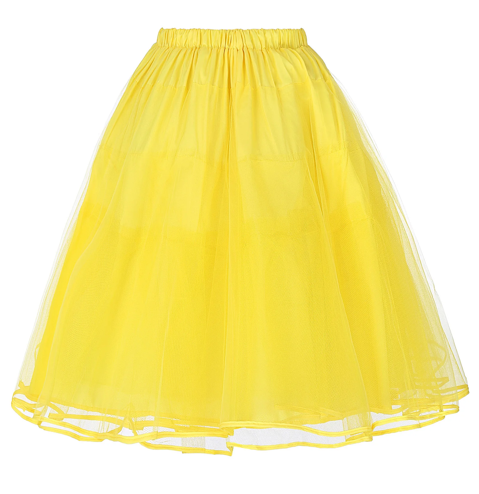 Новые женские Модные Роскошный чехол-портмоне в ретро-стиле юбка Винтаж 3-слойная Тюлевая сетка юбка Для женщин Высокая талия плиссированные однотонные Цвет Половина крышка на объектив - Цвет: Yellow