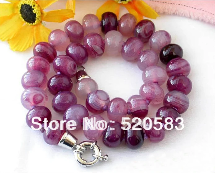 

NATURE 17" 14MM RONDELLE PURPLE AGATE BEAD NECKLACE
