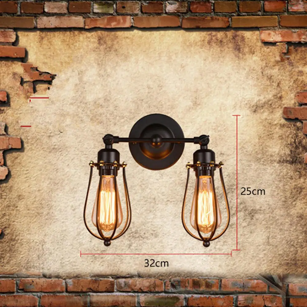 Vintage Industrial Double Head Wall Sconce Lights American rustic wrought iron antique restaurant corridor Decor LED wall lamp