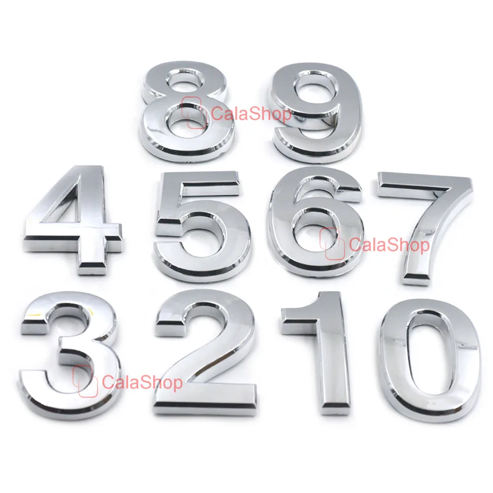 

1 Pcs / lot House Numbers 0-9 Hotel Home Door Number Digits Sticker Plate Signs Address Plaque Mailbox Self-stick Silver