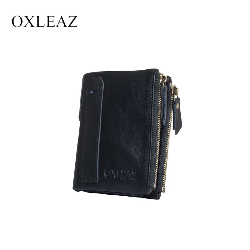 

OXLEAZ Vintage Small Woman Wallet Short RFID Blocking Male Genuine Leather Zipper Wallets Cowhide Men Purse with Coin Pocket