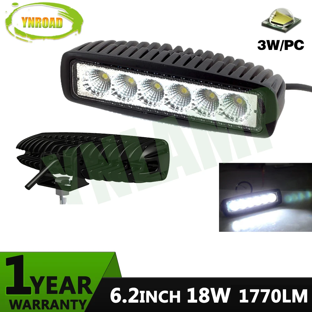

YNROAD 6inch 18W Led work light fog light flood beam IP67 1770LM led driving light for 4WD SUV ATV