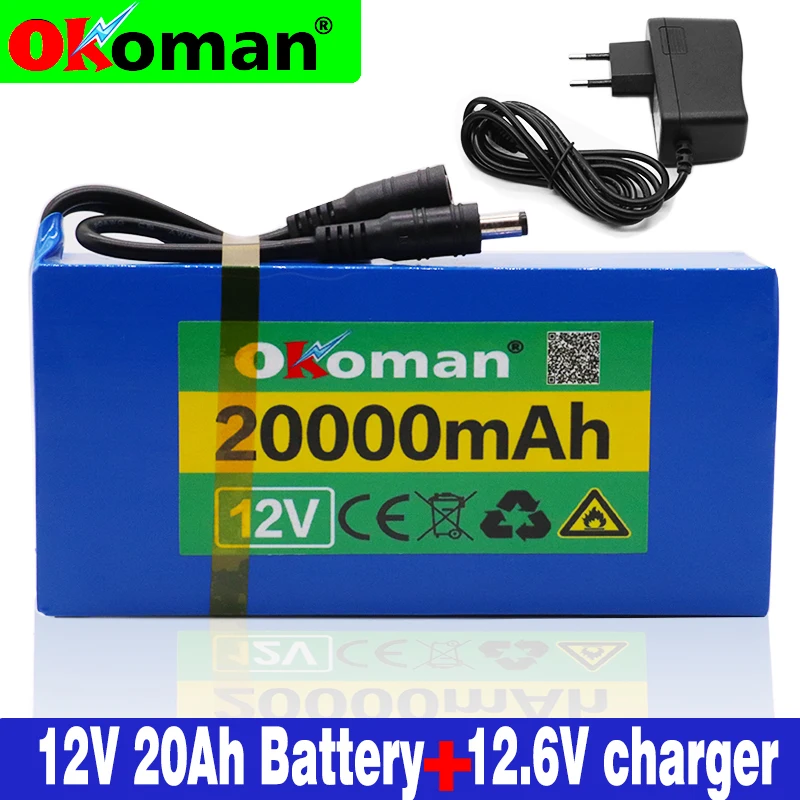 

High Quality Super Rechargeable Portable 12v 20000mAh Lithium-ion Battery pack DC 12.6V 20Ah battery With US EU Plug