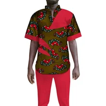 Изготовленный на заказ 2 шт. мужские брюки для девочек в африканском стиле ювелирные изделия Костюмы Базен Африканский Воск для печати комплект топов и брюк комплекты Анкара одежда WYN104