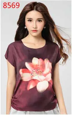 Летние женские топы и блузки, рубашки, повседневные шифоновые шелковые блузки, рубашки с коротким рукавом, Женские однотонные блузы, плюс размер M-5XL - Цвет: YT8569