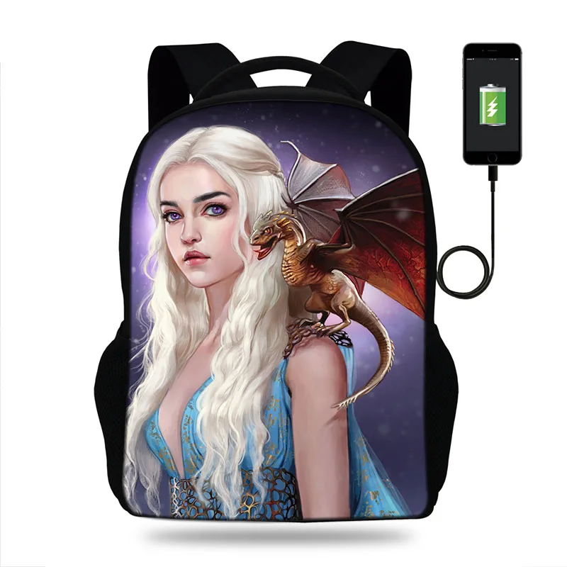 Популярность Khaleesi Daenerys Targaryen рюкзак с изображением Игры престолов Мать дракона