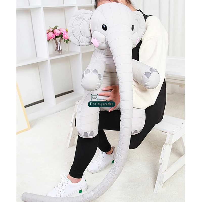Dorimytrader Lovely 130cm Long Nose Animal Elephant Plush Toy Cute Soft Stuffed Animals Gray Elephants Doll for Kids Adults Decoration DY50055(21)