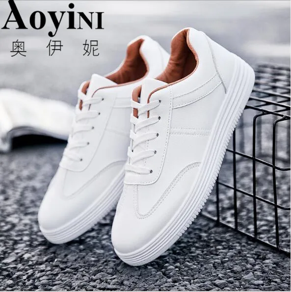 

2019 Summer New Men Casual Flat Shoes Lace-up Comfortable tenis masculino adulto Male White Loafers Shoes