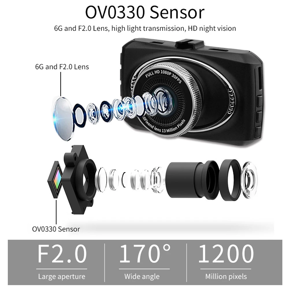 3 дюймовый Автомобильный видеорегистратор Full HD 1080 P HDMI 170 градусов мини