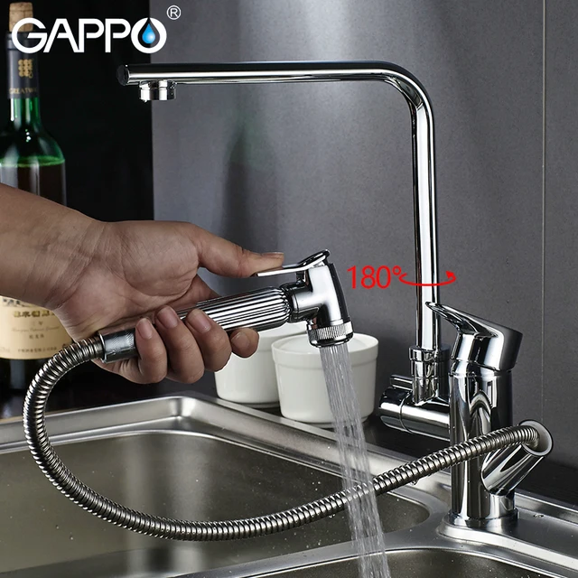 Special Price Gappo kitchen Faucets silver kitchen water sink mixer tap rotatable kitchen pull out water mixer deck mounted armatur           