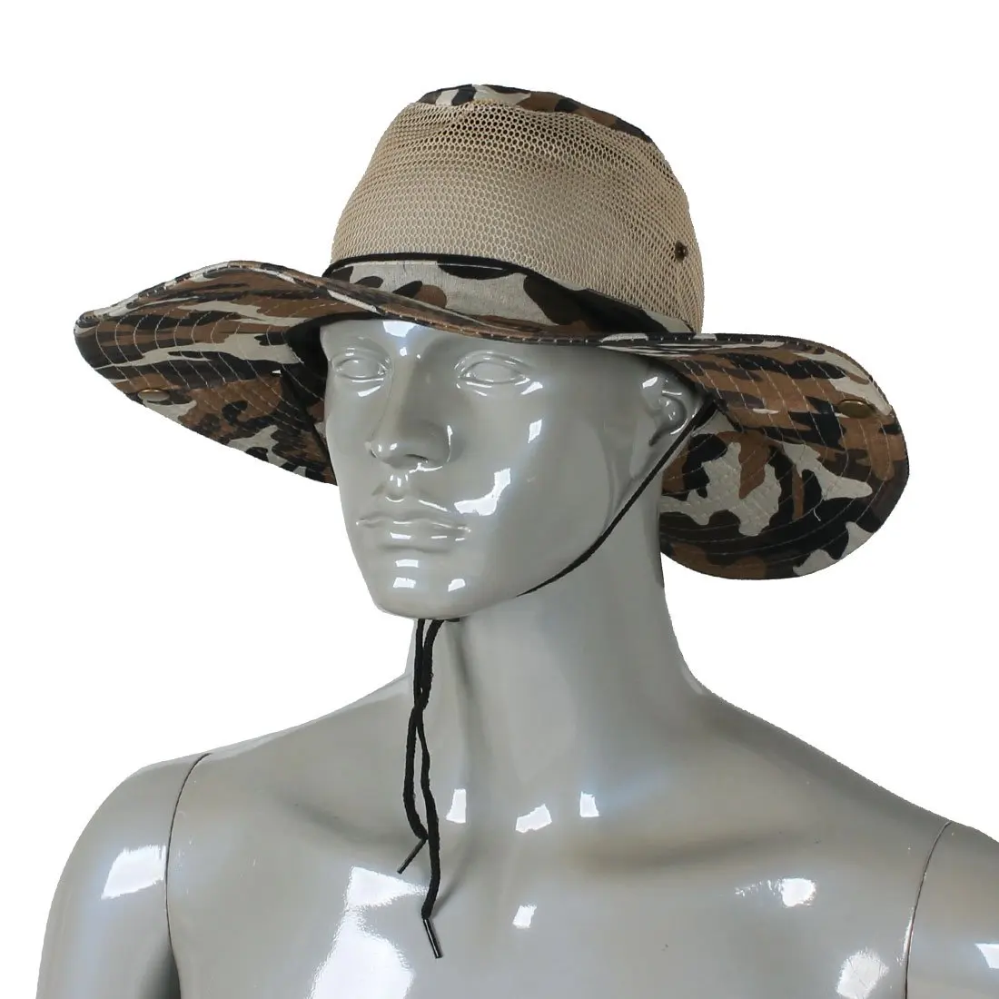 سوبر بيع الرجال واسعة كامل حافة التمويه شبكة تصميم الصيد المشي قبعة كاب