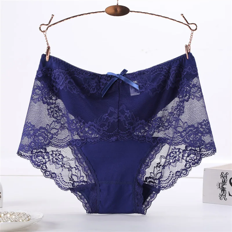 High Waist Large Size Panties Women Underwear Sexy Lace Transparent Big Plus Size Briefs Female Underpants Lingerie Xxxl XxxxL 0 (14)