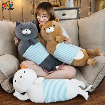 

70cm Cat Kitty Plush Toy Triver Stuffed Cats Animal Doll Sleeping Cushion Pillow Long Bolster Gift Home Decor Drop Shipping