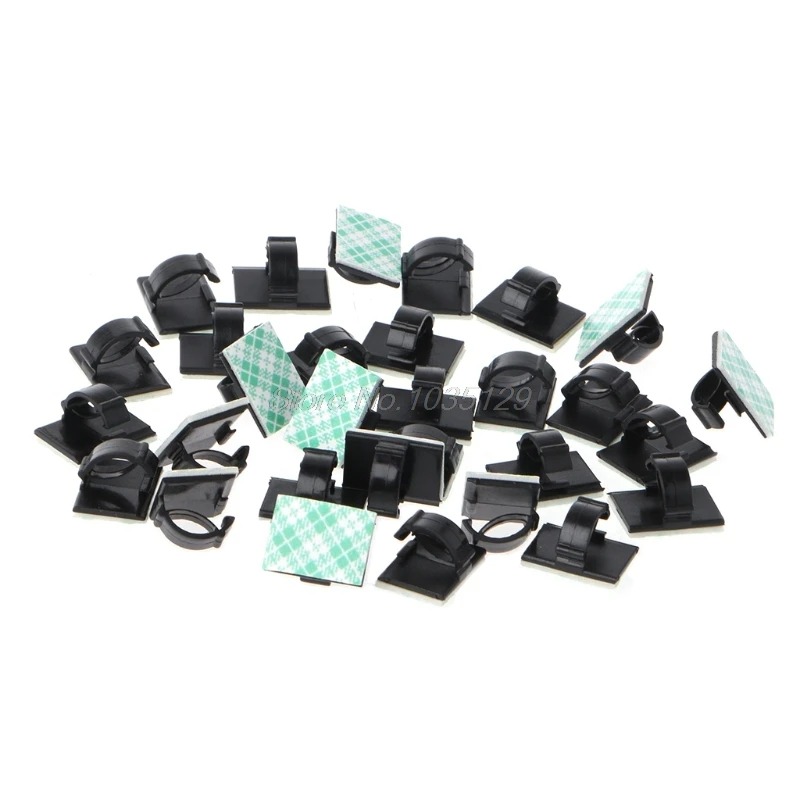 

30Pcs Car Wire Clip Black Cable Tie Rectangle Holder Mount Clamp Self-adhesive Oct10
