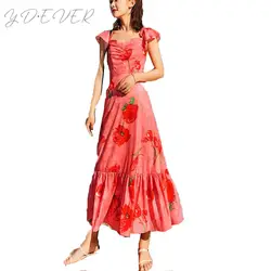 Boho Цветочный принт летнее платье 2019 халат Для женщин сексуальная оборками с открытыми плечами, без бретелек длинное пляжное платье из