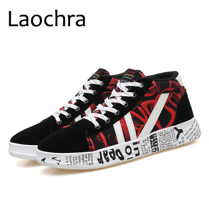 LAOCHRA Men Autumn Spring Design Fashion Boots Shoes New Style Men Shoes Graffiti Casual Flats Shoes Lace up Comfortable Shoes LAOCHRA Men Autumn Spring Design Fashion Boots Shoes New Style Men Shoes Graffiti Casual Flats Shoes Lace up Comfortable Shoes