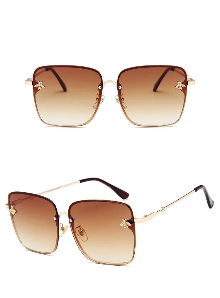 TOYEARN, Ретро стиль, женские солнцезащитные очки без оправы, квадратные, для женщин,, новая мода, маленькие пчелиные очки, градиентные солнцезащитные очки для женщин