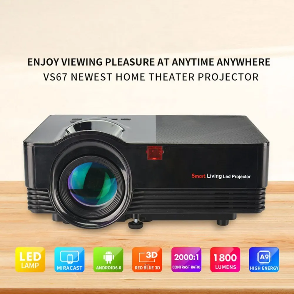 ^Cheap VSVS67 Wireless Portable LED Projector Smart WiFi Energy Saving Office Game 1080P HD Video Home 3D LCD TV Movie Dispenser