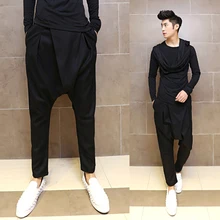 27-44 мужская одежда Мода личности DJ прилив низкие промежности брюки шаровары плюс размер певица костюмы