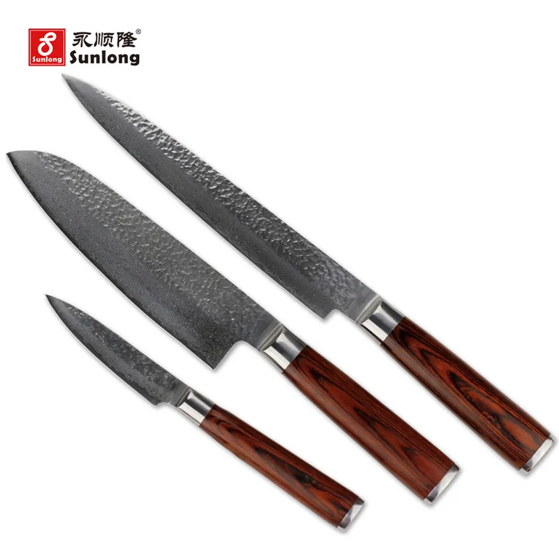 3 pcs VG10 damascus steel knives sets suit sashimi knife fruit knife