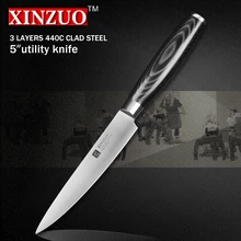 XINZUO 5 zoll universalmesser drei schicht 440C verkleidet stahl küchenmesser micarta griff peeling messer küche tackle kostenloser versand
