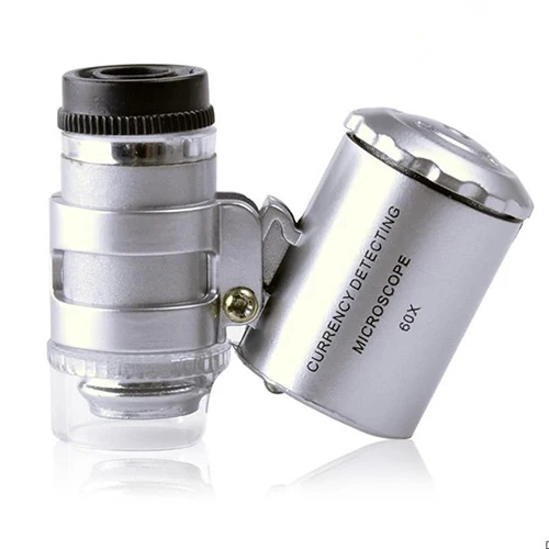 

wholesale sale by bulk 60x Handheld Mini Pocket Microscope Loupe Jeweler Magnifier With LED Light High Quality Loupe