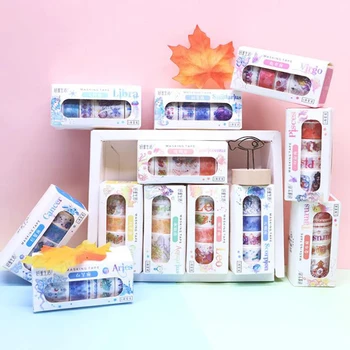 

6 Pcs/pack Lovely Twelve Constellations Girl Universe Moon Washi Tape Scrapbooking Paper Masking Tapes Stationery Label Stickers