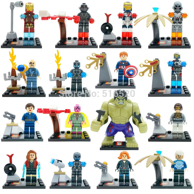 

16pcs/set Super Hero Avengers Ultron Figure Set Hulk Iron Man Version Legoingly Building Blocks Model Bricks Toys SY275 SY276