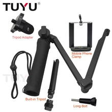 TUYU 3 Way Штатив монопод селфи палка, растяжимый с креплением на руку для GoPro Hero6 5 4 3 H9 H9r C30 C30r SJCAM полюса аксессуары ванной комнаты