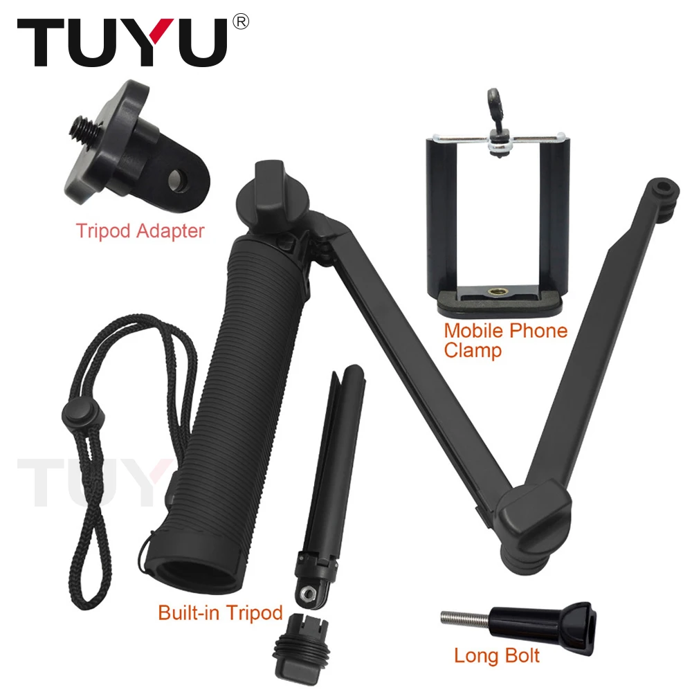

TUYU 3 Way Tripod Monopod Selfie Stick Extendable Arm Mount for GoPro Hero6 5 4 3 H9 H9r C30 C30r SJCAM Pole Accessories