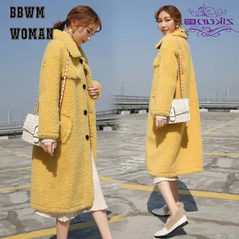 

Women Thick 2018 Winter Jacket New Villus Coat Long Imitation Lamb Fur Single Breasted Warm Outwear ZO1766