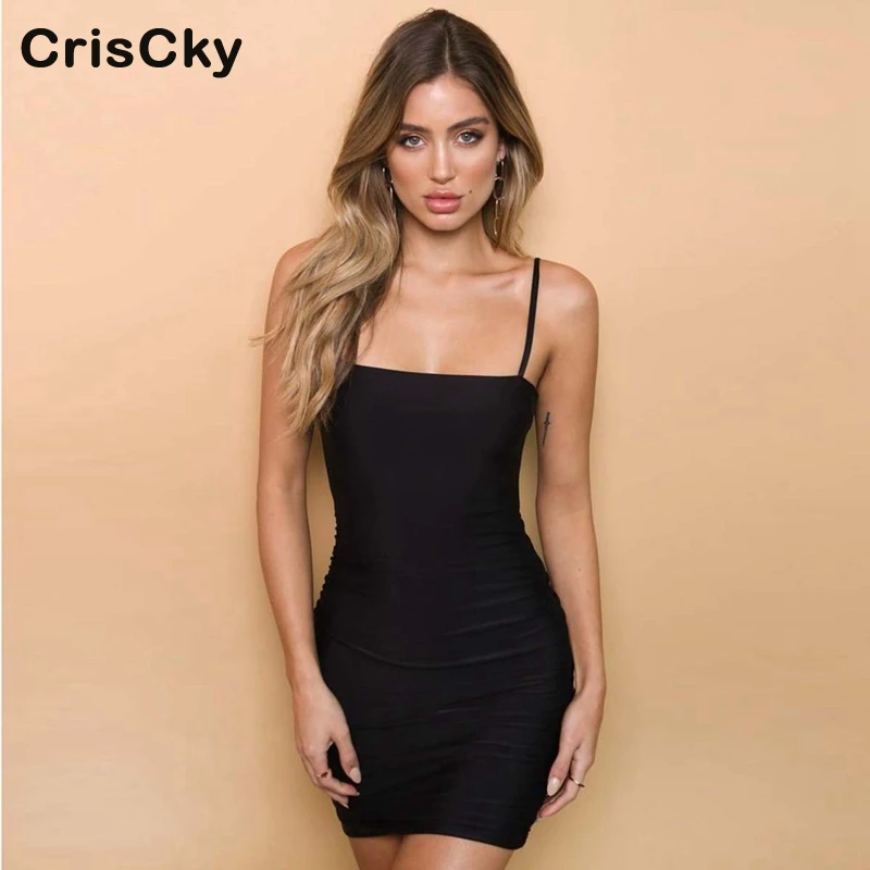 CRISCKY 2019 Сексуальная облегающая одежда для клуба платье женское на бретелях без