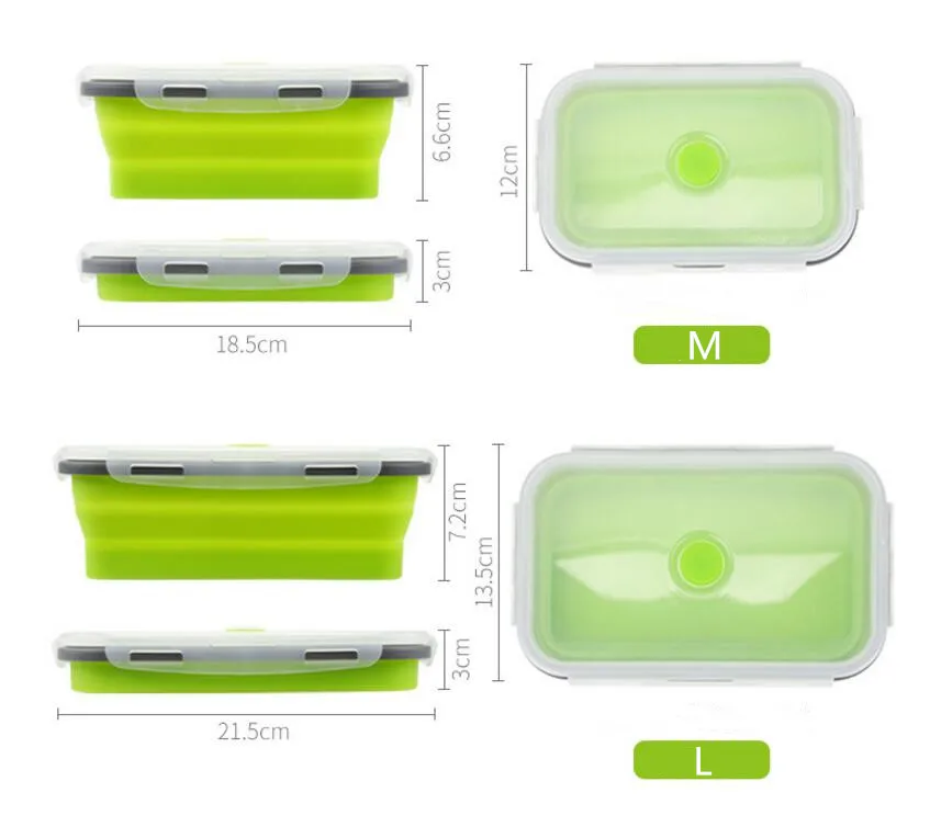 Силиконовые Складные Bento Box Складной Портативный Ланч-бокс для еды столовая посуда микроволновая печь пищевой контейнер