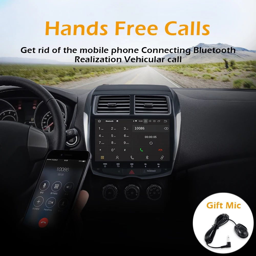 Best Android 9.0 GPS Navigator 2 din car radio for Mitsubishi ASX 2011 2012 with 10.2" HD Digital Capacitive Touch Screen Bluetooth 3