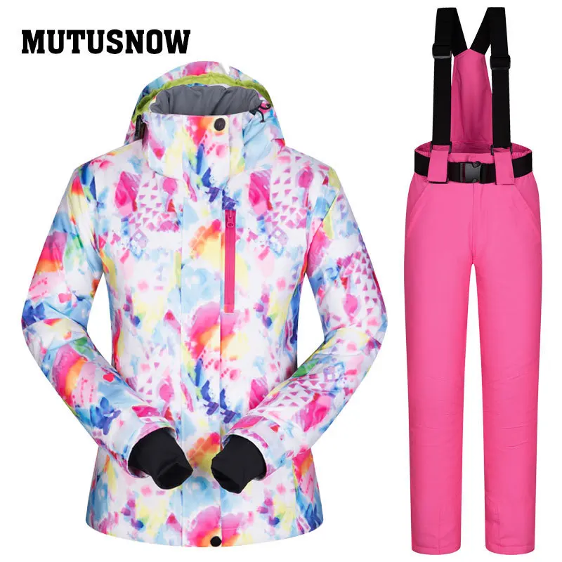 2019 MUTUSNOW النساء سترة تزلج بانت على الجليد دعوى يندبروف ماء سوبر الدافئة الملابس بنطلون في الهواء الطلق الرياضة ارتداء الإناث