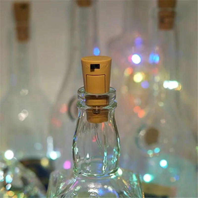 10 шт. светильники в форме винных бутылок 2 м 20 светодиодный Серебристая проволока в форме пробки красочные сказочные гирлянды для рождественской вечеринки и свадьбы