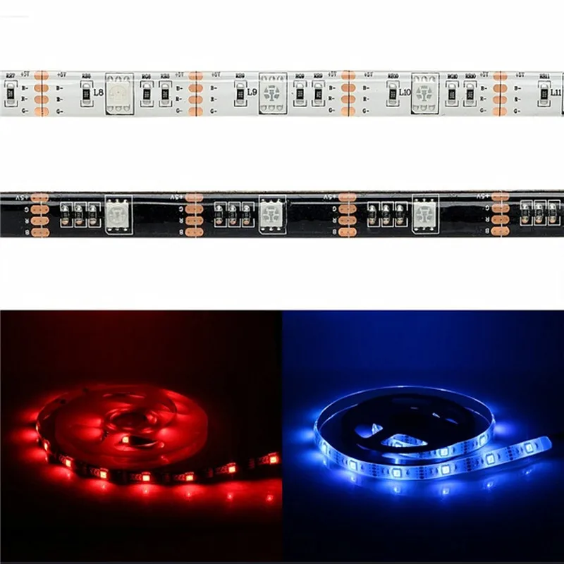 4x50 см/2x50 см + 2x100 USB 5V Светодиодная лента 5050 SMD RGB 60 светодиодов/m Белый PCB/Черный PCB DC5V