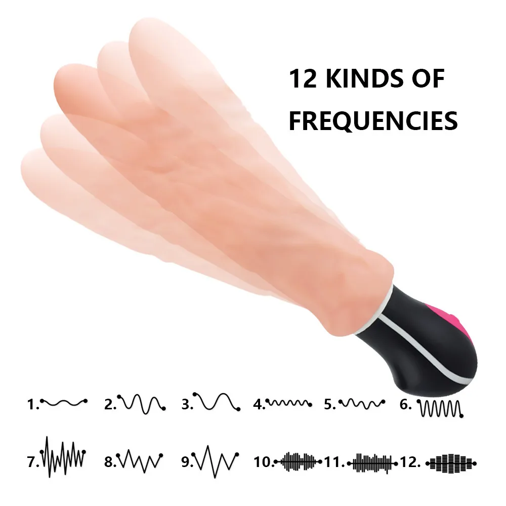 Водонепроницаемый фаллоимитатор с 12 скоростями G Spot Vibration Женская эротическая