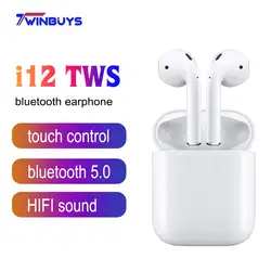 Twinbuys i12 СПЦ Bluetooth 5,0 наушники спортивные Беспроводной музыка наушники HiFi гарнитура сенсорное управление super bass для iphone i10 i13