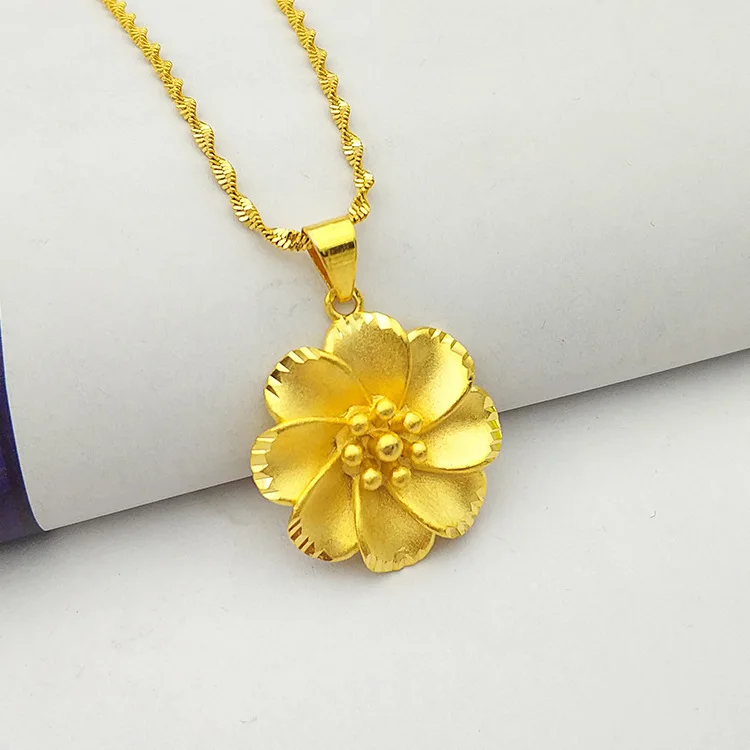 Vietnam Gold Necklace, Women, Flower Necklace, Fashion Jewelry