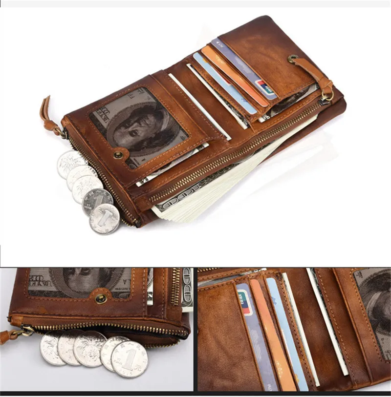 PNDME vintage first layer cowhide men's wallet simple high quality genuine leather short hasp ID holders credit card coin purses