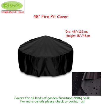 

Oxford fabric 48" fire pit cover D48"xH18" (D122xH46cm), black color, outdoor furiture cover, waterproof, dustproofed,customized